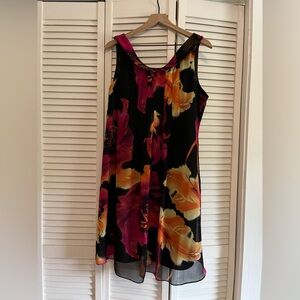 Evan Picone Pink and Black Floral Dress